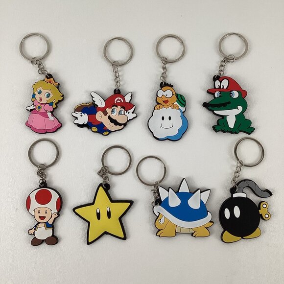Unbranded Other - Super Mario Bros. Keychains Party Favors Lot of 8 Princess Peach Toad Spiny New